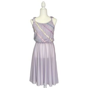 Vintage Vicky Vaughn 70s Lavender Ribbon Fit & Flare Dress